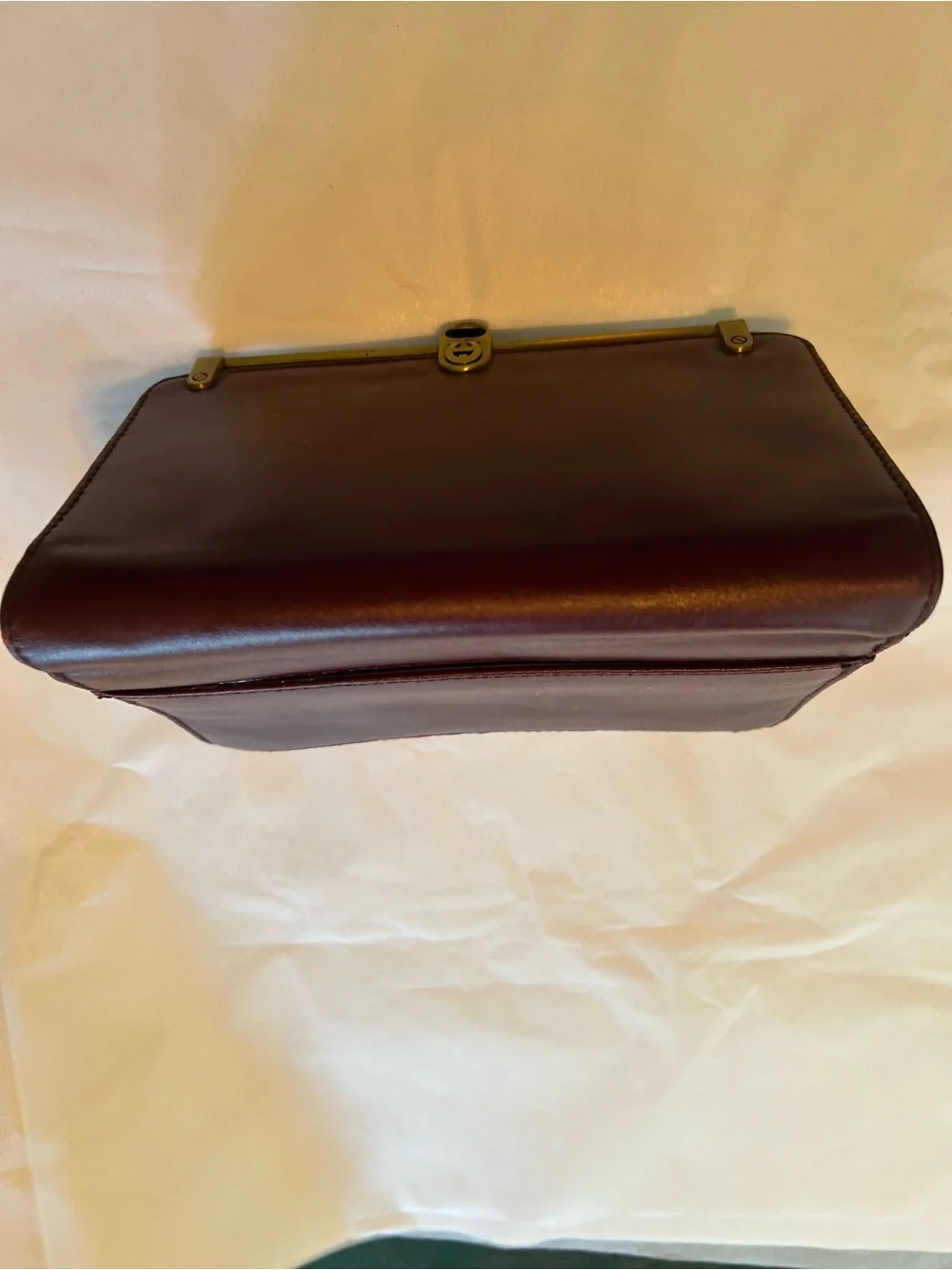 vintage Etienne Aigner clutch, 1970’s oxblood/burgundy leather
